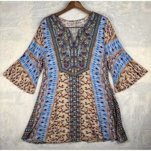 Soft Surroundings Womens Sz S Fifi Embroidered Floral Tunic Top Blouse Festival